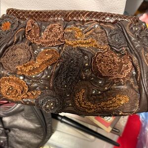 Artisan Brown Embroidered Clutch